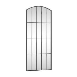 Lirago 67" x 28" Ironwork right angle Hanging Arched Bathroom Mirror with Black Rotatable Hardware for Adjustment - 1 of 4