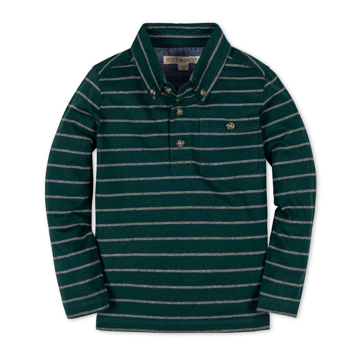 Hope & Henry Boys' Organic Long Sleeve Jersey Knit Polo Shirt , Kids