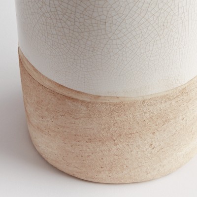 Tall Warm White Ceramic Decorative Table Vase