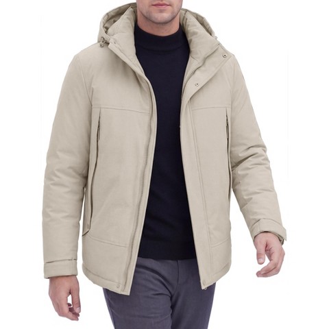 INSPIRE CHIC Men's Winter Full-Zip Hooded Thicken Warmth Quilted Coat X-Large Beige