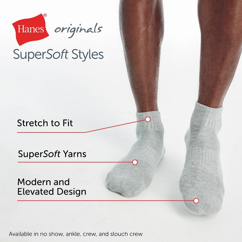 Hanes Originals Premium Men's SuperSoft Ankle Socks 3pk - 6-12, 4 of 8