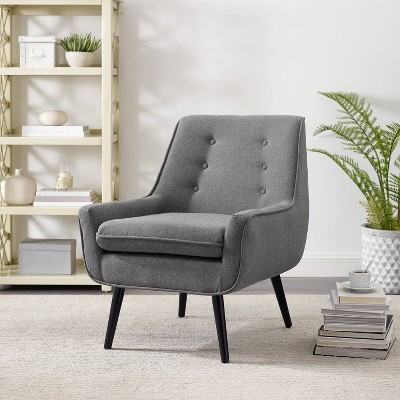 Gray Microfiber Accent Chair with Wood Legs