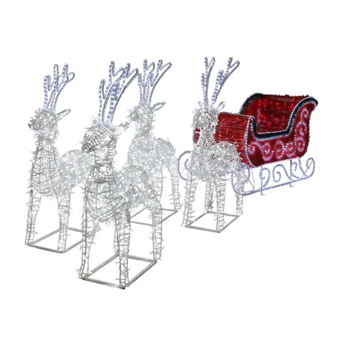 Northlight 13 Pre Lit Commercial Size 3d Reindeer And Sleigh