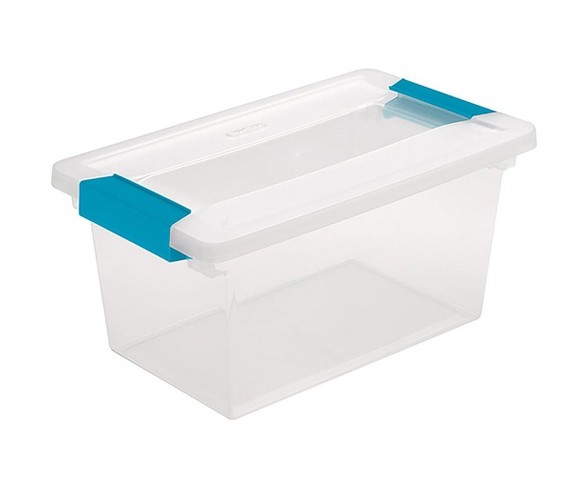 Sterilite Medium Clip Box Clear Home Storage Tote Container With Lid (16 Pack)