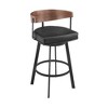 HomeRoots 30" Black and Brown Faux Leather and Iron Low Back Bar Height Swivel Bar Chair - 4 of 4