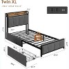 Bed Frame with 2 Storage Drawers & Charging Station, Linen Upholstered Platform with Storage Headboard,No Box Spring Needed,Noise Free - 2 of 4