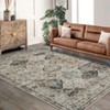 Fulvari Vintage Area Rug for Living Room, Non Slip Machine Washable Distressed Floor Carpet, Low Pile Traditional Floral Print Rug - 2 of 4