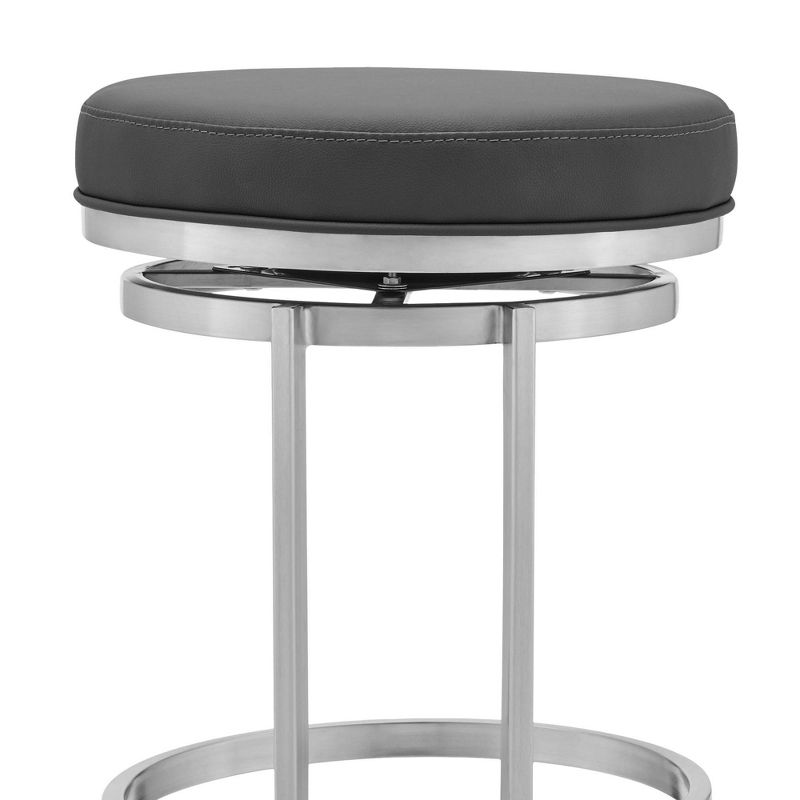 30&#34; Vander Counter Height Barstool with Gray Faux Leather Brushed Stainless Steel - Armen Living, 5 of 8