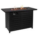 Kinger Home Propane Fire Pit Table 42-inch, 50,000 BTU CSA Certified, Rattan Wricker Aluminum Frame, Accessories Included