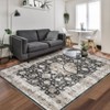 Washable Vintage Rug Non Slip Low Pile Rug Soft Throw Floor Cover Foldable Indoor Carpet for Living Room Bedroom Office - 3 of 4