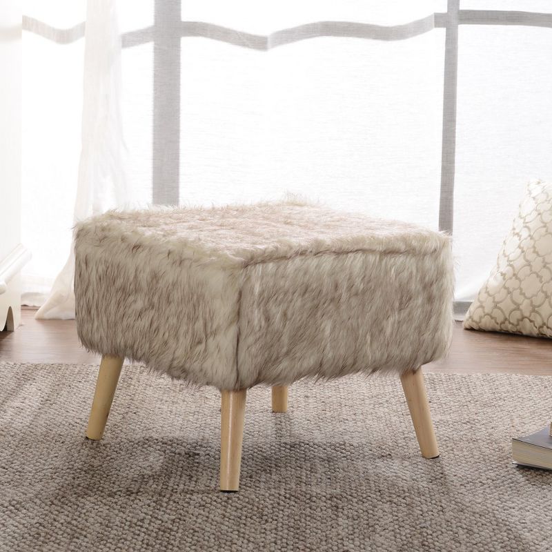 Cheer Collection 17" Square Faux Fur Stool, 2 of 9