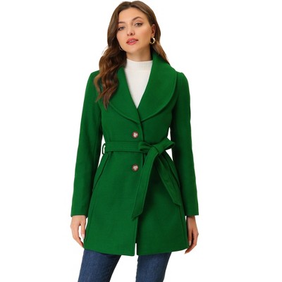 INSPIRE CHIC Women's Casual Shawl Collar Single Breasted Belted Overcoat