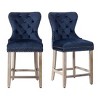 WestinTrends 24" Tufted Upholstered Velvet Bar Stool with Metal Footrest (Set of 2) - 4 of 4