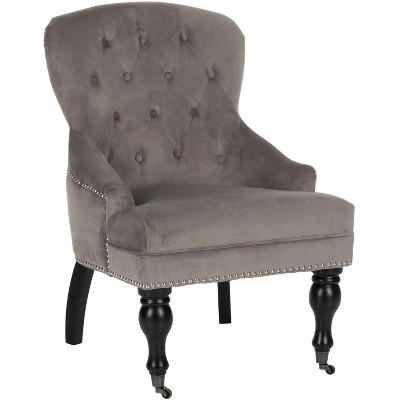 Contemporary Mushroom Gray Wood Accent Arm Chair 24"