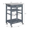 GlasFlength Kitchen Carts and Islands Modern Rolling Kitchen Cart with Spacious Storage for Kitchen, Gray,22.76”*15.75”*33.55" - 2 of 4