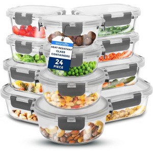 SereneLife 24-Piece High Borosilicate Glass Food Storage Containers Set (SLGL24GY.5) - 1 of 4