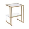 Okak Modern C-Shape 2-Tier Side Table with Glass Tabletop and Shelf, End Table with Metal Frame, Couch Table for Living Room, Bedroom, Gold - 4 of 4