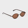 Womens Satin Plastic/Metal Oval Sunglasses - A New Day™ Brown - 2 of 2