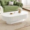43.3" Modern Oval Coffee Table with Fluted Edge Tabletop,Minimalist MDF Center Table for Living Room-Baofuwish - 2 of 4