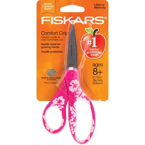 Fiskars 6 Soft Grip Big Kids Scissors - Pink Floral