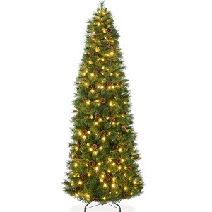 Best Choice Products Pre-Lit Artificial Scotch Pine Pencil Christmas Tree w/ LED Lights Metal Stand - 1 of 4