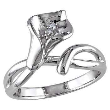 0.011 CT. T.W. Diamond Calla Lily Ring in Sterling Silver (GH) (I1:I2)