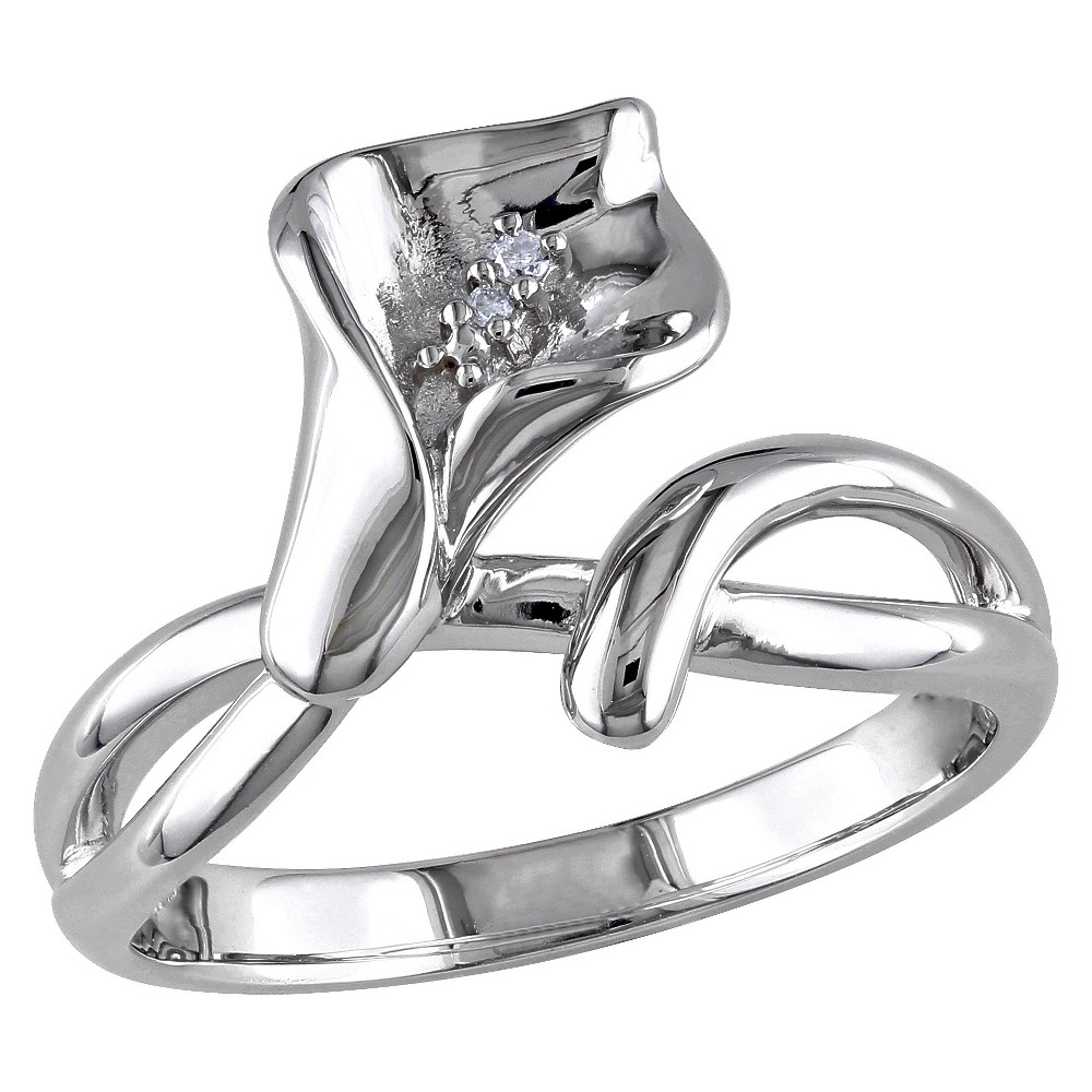 Photos - Ring 0.011 CT. T.W. Diamond Calla Lily  in Sterling Silver - White 8