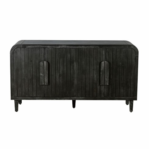 GDFStudio Pearson 59'' Vertical Wood Grain Carving Curved Cabinet/Sideboard with Adjustable Shelves - image 1 of 4