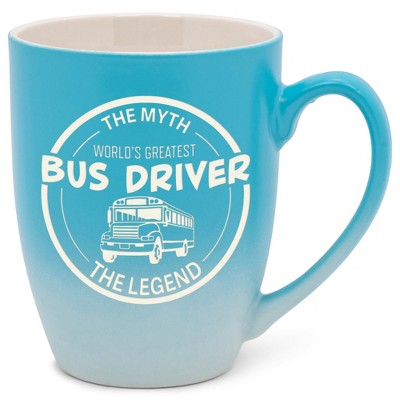 Elanze Designs Greatest Bus Driver Two Toned Ombre Matte Sky Blue and White 12 ounce Ceramic Stoneware Coffee Cup Mug