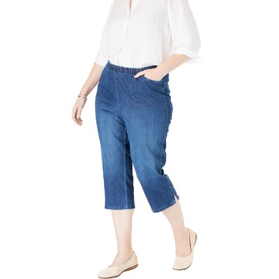 Woman Within Plus Size Capri Fineline Denim Jean