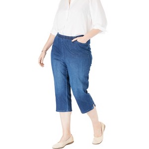 Woman Within Plus Size Capri Fineline Denim Jean - 1 of 4