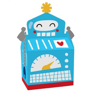 Big Dot of Happiness Gear Up Robots - Treat Box Party Favors - Birthday Party or Baby Shower Goodie Gable Boxes - Set of 12 - 1 of 4