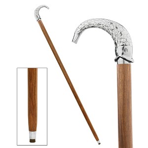 Design Toscano Empress Collection: Hook, Line, and Sinker Fish Chrome Solid Hardwood Walking Stick - 1 of 4