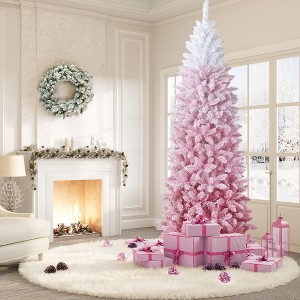 Snow Flocked Pencil Christmas Tree, Slim Artificial Christmas Tree with Sturdy Metal Stand, Skinny Xmas Tree Holiday Decoration for Home Office Dedor - 1 of 4