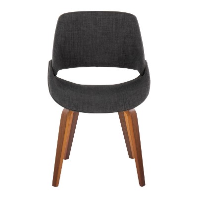 Set of 2 Walnut Wood Charcoal Upholstered Dining Chairs