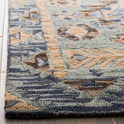 Aspen Blue and Beige Wool Tufted Square Area Rug