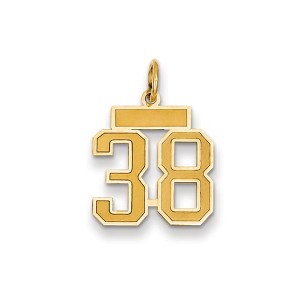 Black Bow Jewelry 14k Yellow Gold, Jersey Collection, Small Number 38 Pendant - 1 of 2