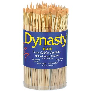 Dynasty Brush Golden Taklon Brushes in Canister, Short Handles, Assorted Sizes, Set of 144 - 1 of 1