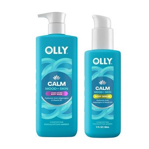 OLLY Eucalyptus Amber Calm Mood and Skin Vitamin-Infused 17 fl oz Body Wash + 8 fl oz Body Serum - 1 of 4