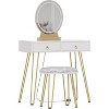 Makeup Vanity Table Set, Makeup Station with Light-Controlled Mirror - 2 of 4