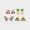 14K Gold Dipped Mini Fruit Icon Stud Earring Set 4pc - A New Day™ Gold - 2 of 3