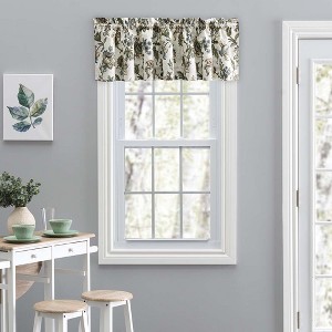 Ellis Curtain Madison Floral Design Printed Natural Ground 1.5" Rod Pocket Tailored Valance 58" x 15" Blue - 1 of 4