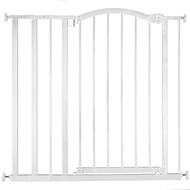 Ingenuity Deluxe Metal Extra Tall Walk Through Arch Dog Gate with Hardware Mounted and Wide Openings for Stairways and Doorways, White, 4 of 5