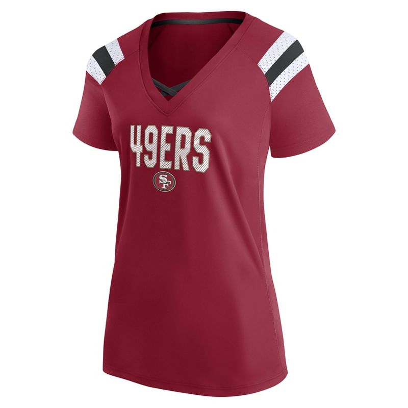 NFL San Francisco 49ers Women&#39;s Authentic Mesh Short Sleeve Lace Up V-Neck Fashion Jersey, 2 of 4