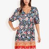 Anna-Kaci Women's Floral Print Short Sleeve Bohemian Tunic Dress With V-Neckline - 4 of 4