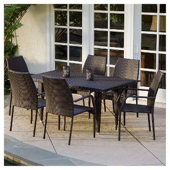 Canoga 7pc Wicker Patio Dining Set - Brown - Christopher Knight Home