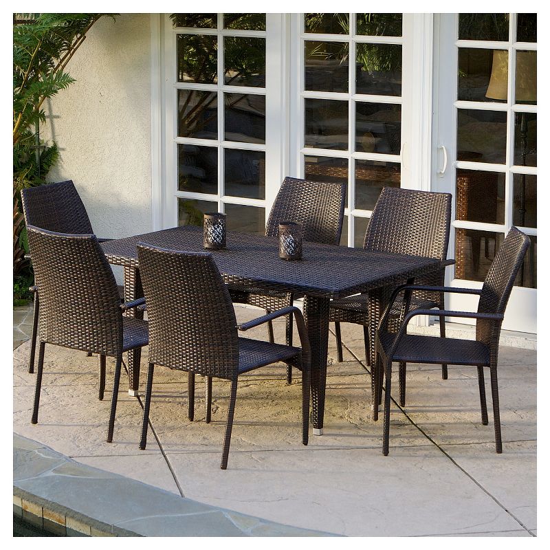 Canoga 7pc Wicker Patio Dining Set - Brown - Christopher Knight Home, 1 of 6