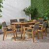 Christopher Knight Home Mcgill Outdoor Rope and Acacia Wood 7 Piece Dining Set, Teak/Dark Gray - 2 of 4