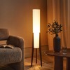 Angel Sar Modern Cylinder Floor Lamp, Wooden Tripod Floor Lamp with Adjustable Color Temperature, Fabric Shade for Living Room, Bedroom, Office - 2 of 4