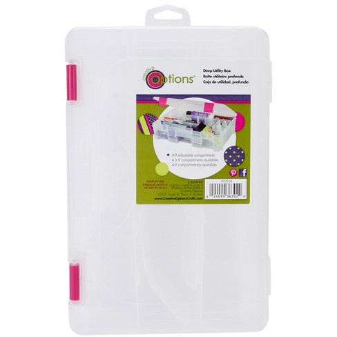 Creative Options Pro Latch Deep Utility Box 4-9  Compartments-11x7.25x2.75 Clear W/magenta : Target